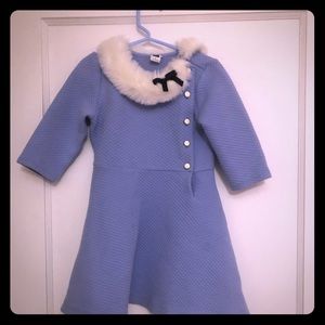 Janie and Jack quilted blue dress with fur